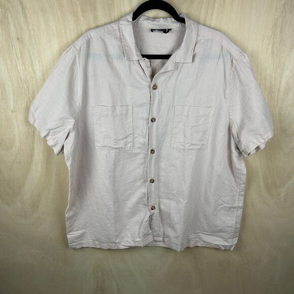ASOS Pale Pink Linen Cotton Button Down‎ Shirt Men's 2XL - Picture 1 of 6